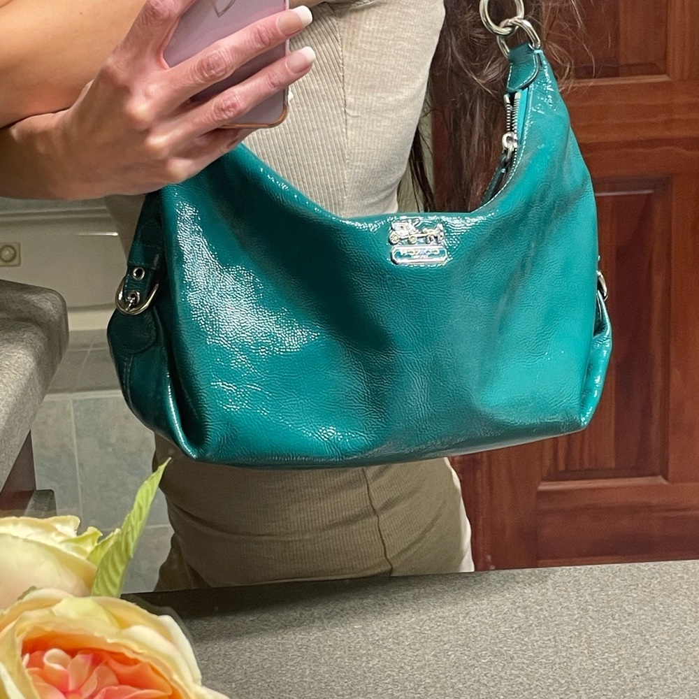 Coach Shimmering Teal Shoulder Bag